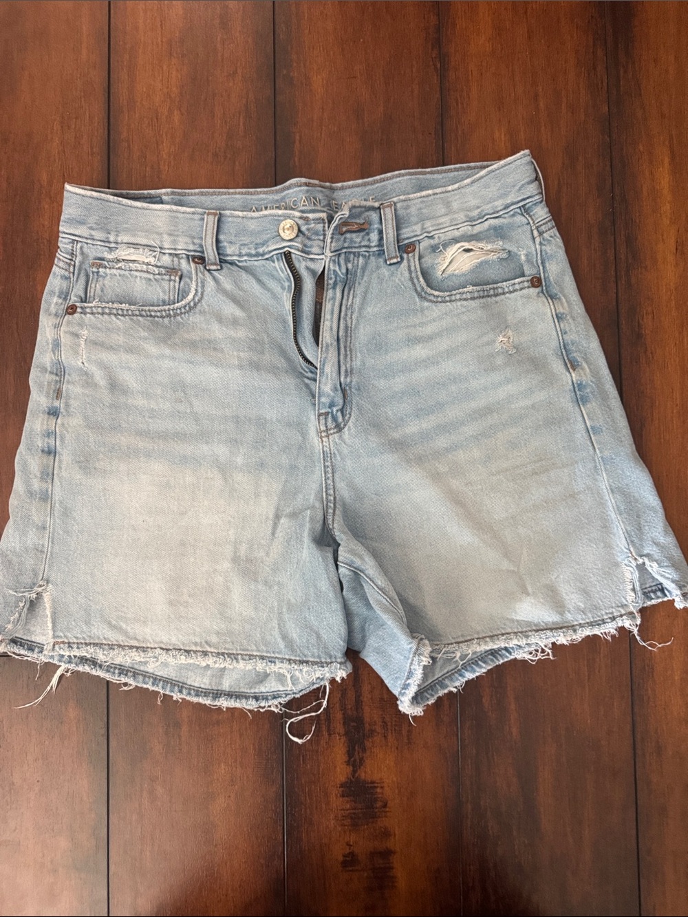 American Eagle Outfitters Light Wash Distressed Denim Shorts
